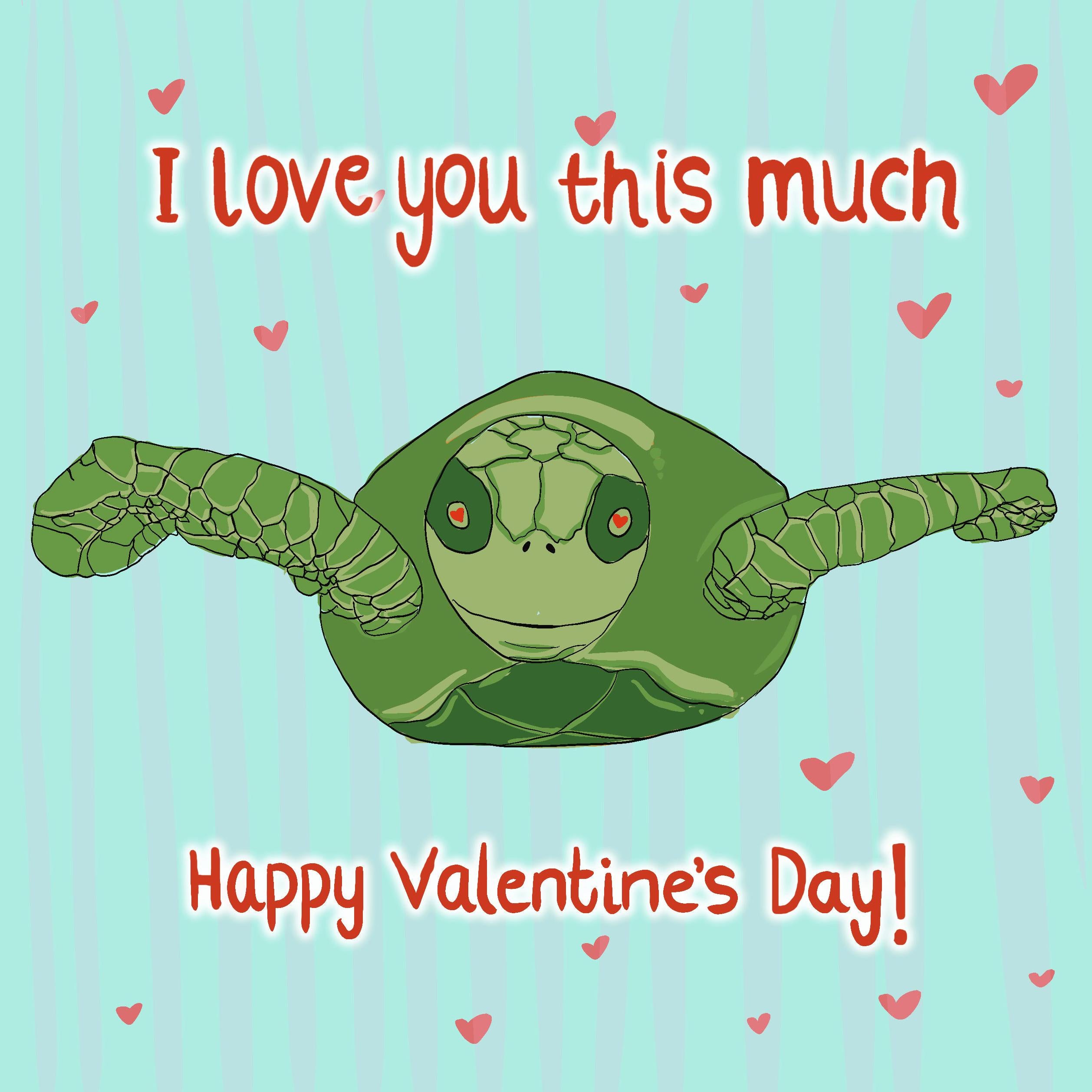 I Love You This Much Turtle Valentine's Confetti-exploding Greetings C ...