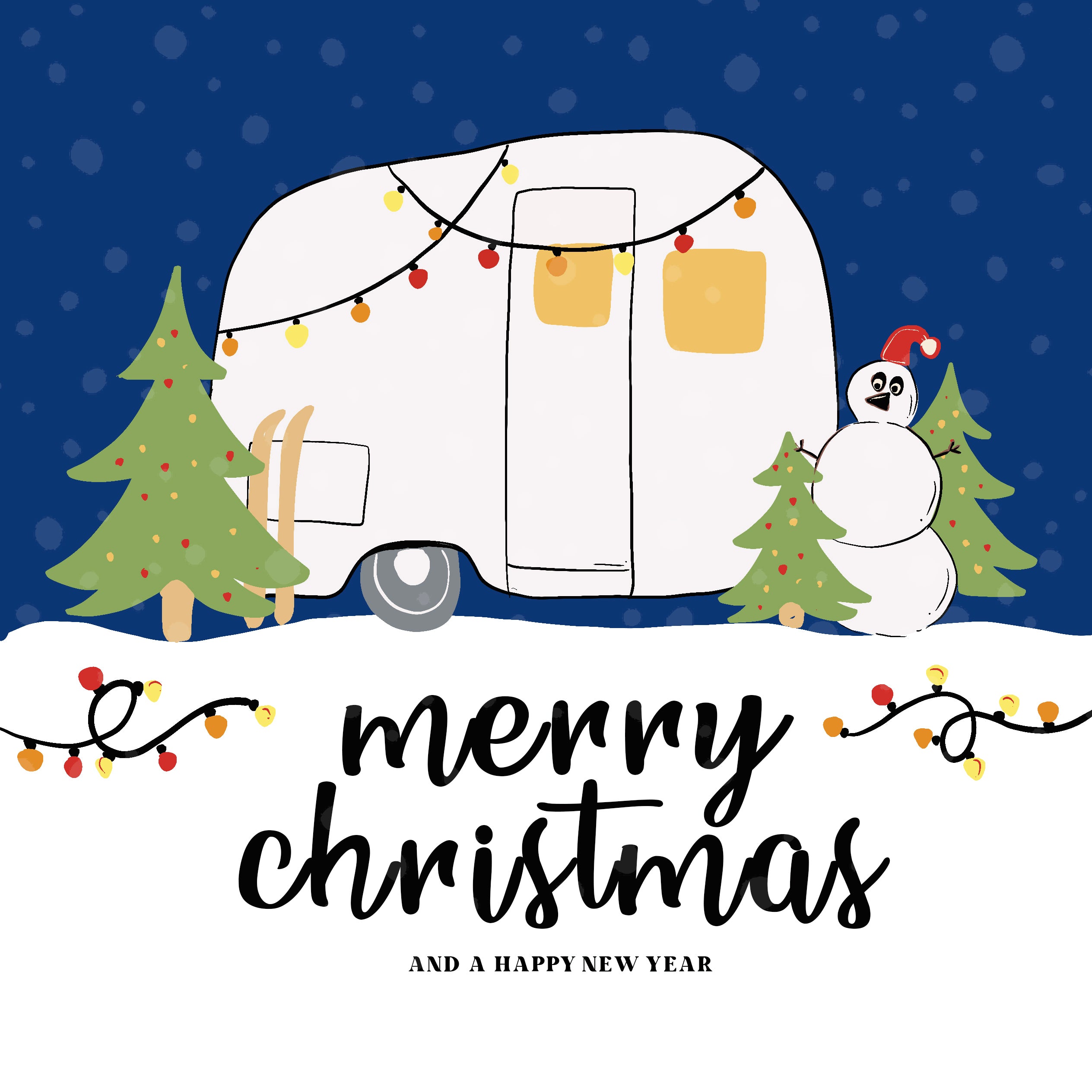 Merry Christmas White Caravan Card | Boomf
