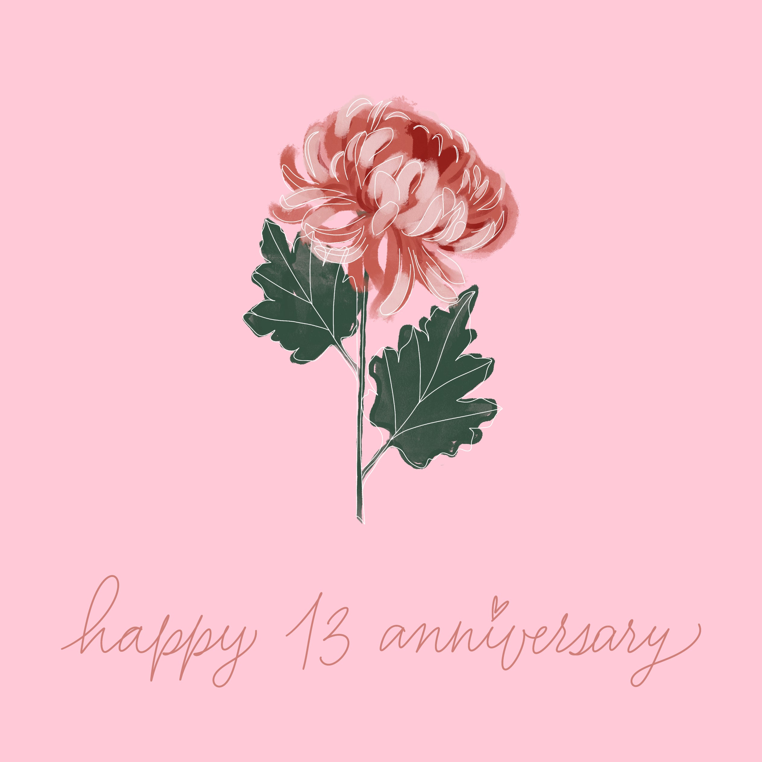 Pink Background Flower Happy 13th Anniversary | Boomf