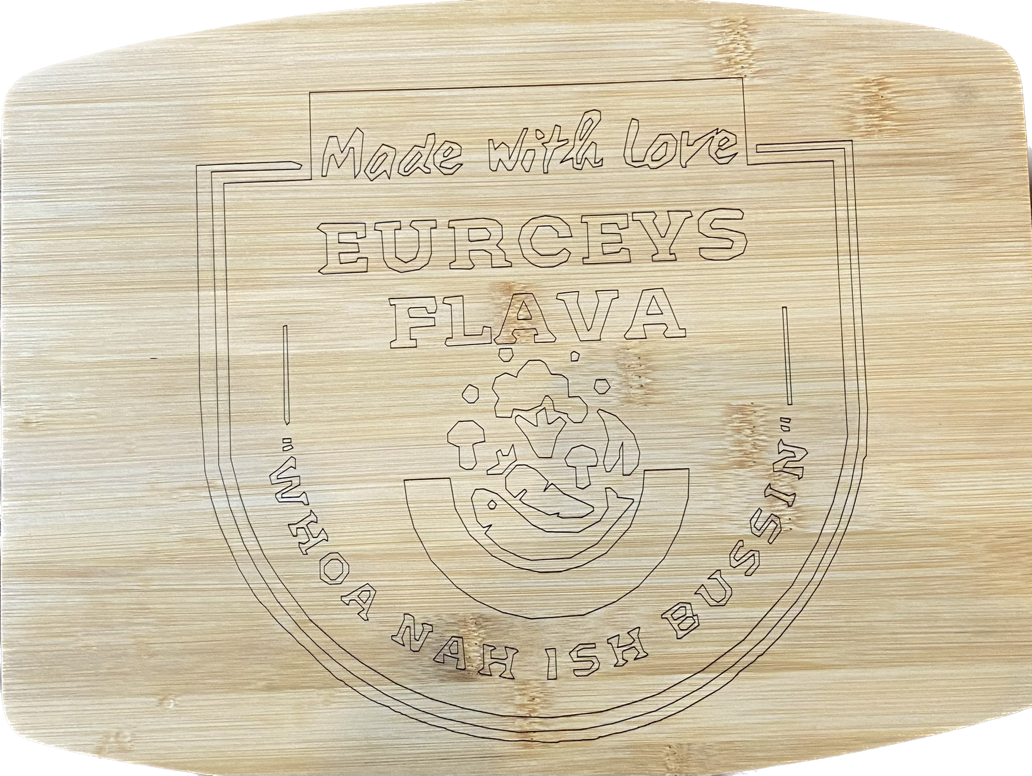 medium size chopping board with Eurceys' Flava Signature Logo