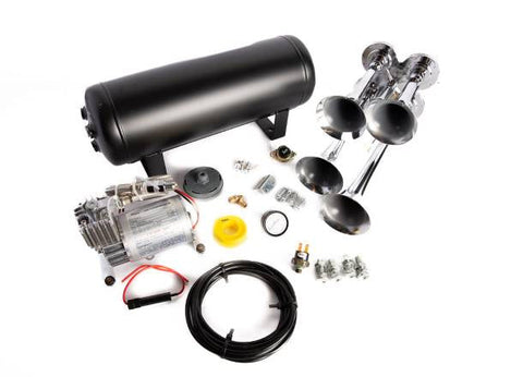 #1006 Train Horn 12v 4-Horn 150psi Compressor 3gal tank all hardware shown