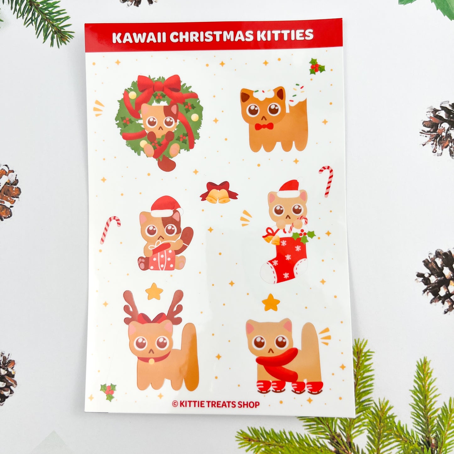 Kawaii Christmas Kitties Sticker Sheet