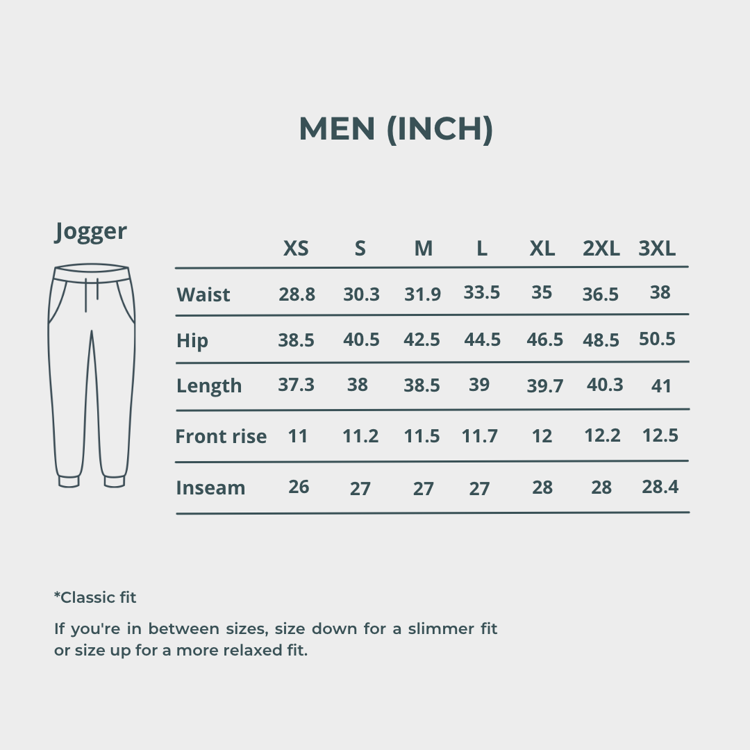 Men Jogger Size Chart – Scrub Rx