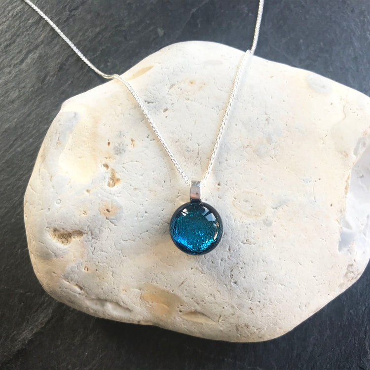 Turquoise blue glass necklace