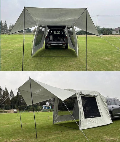 SUV Car Travel Tent, Tailgate Tent with Shade Awning for Camping, Hatchback  Camping Waterproof Sunproof Vehicle SUV Tent Car Camping Tents for Small  SUV 