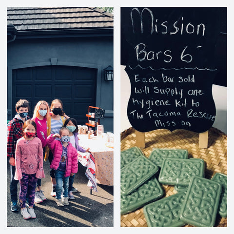 Mission bars of soap and six Celtic Clan Kids selling at a pop sale