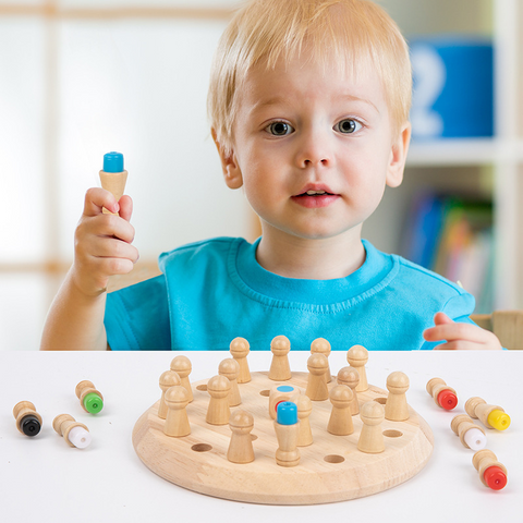 Crianças de madeira jogo de memória vara xadrez divertido bloco
