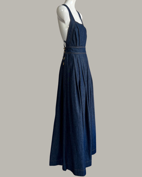 Traveling Pinafore Dress Long Version in Indigo Denim {Made to Order ...