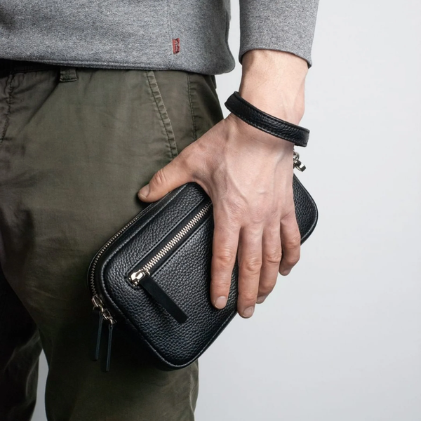 Leather crossbody wallet purse for men