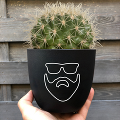 Flower pot with line art beard design as a gift