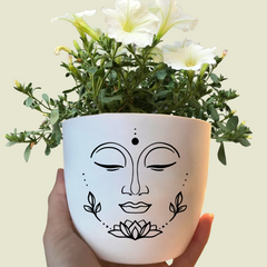 Flower pot with line art design as a gift idea