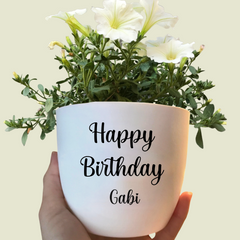 Flower pot Happy Birthday as a birthday present