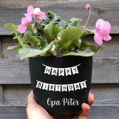 Flower pot Happy Birthday as a birthday present for grandpa