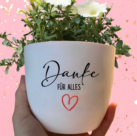 Flower pot "Thank you for everything" with a heart as a farewell gift for teachers, educators, childminders
