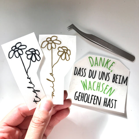 Flower stickers with names as DIY stickers
