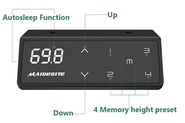 Maidesite smart control panel have 4 memory height and USB port to recharge your iPhone and other smart gadgets