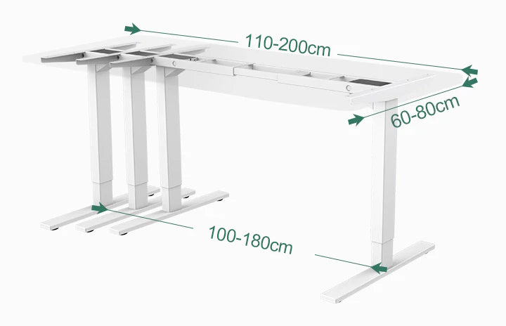 T2 Pro standing desk frame supports 120 140 160 180cm top