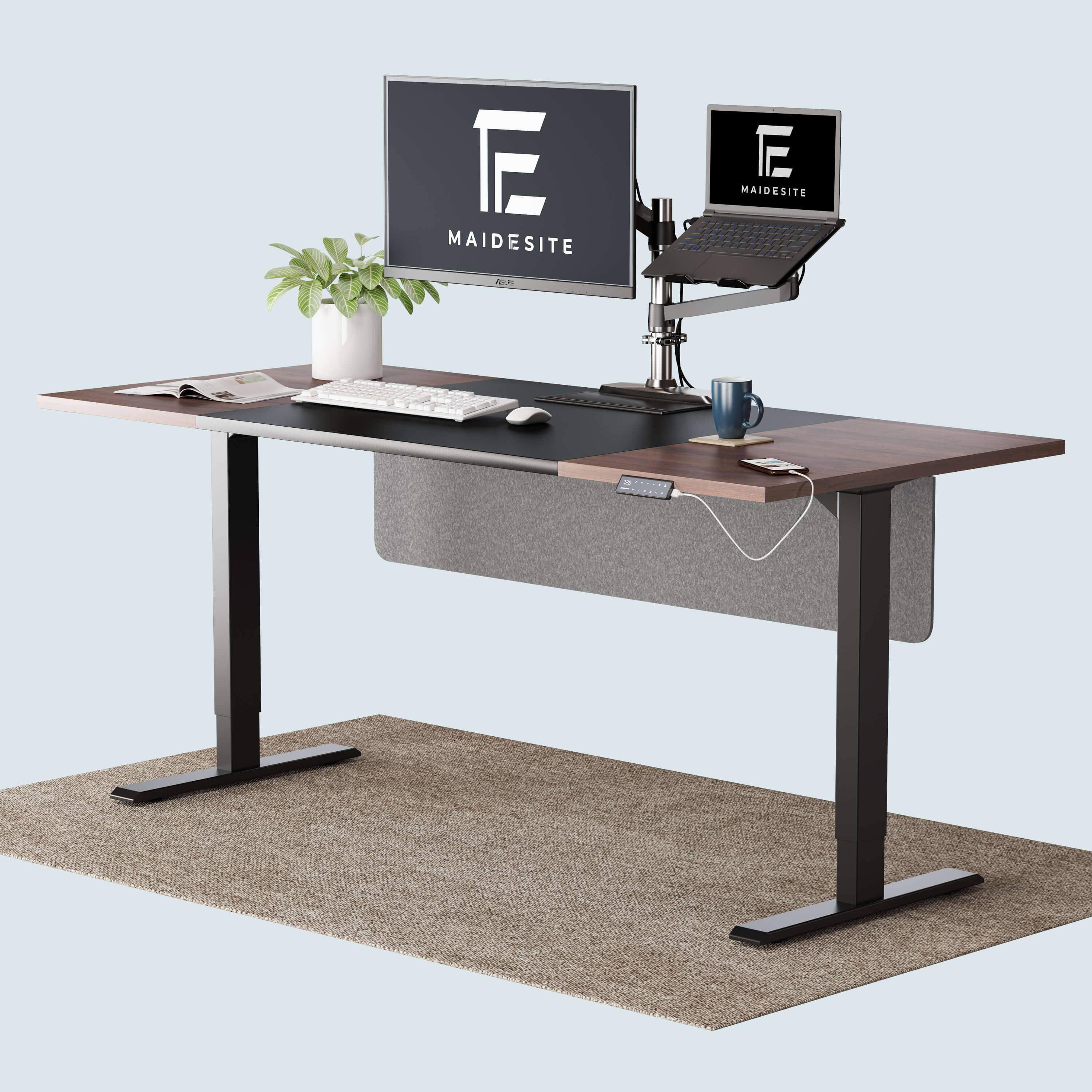 Maidesite executive desk height adjustable 160x80 180x80 SC2 Pro MaidesiteUK