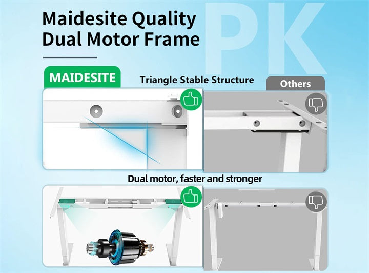 Maidesite T2 pro marco de escritorio estable de altura ajustable con sistema de soporte triangular