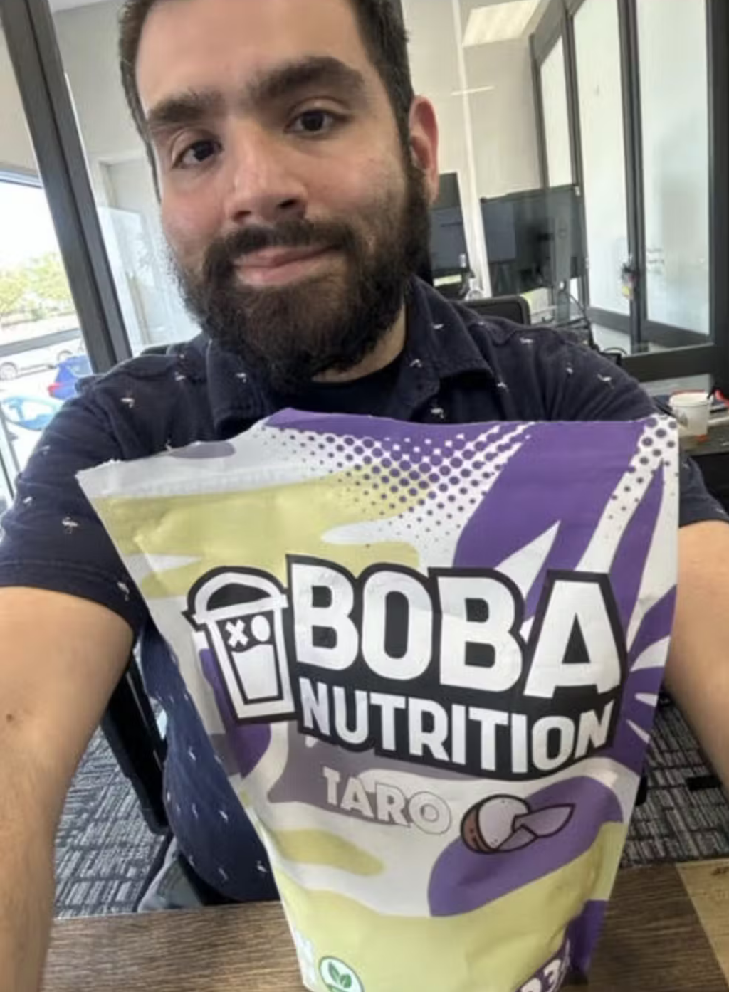 boba protein customer selfie