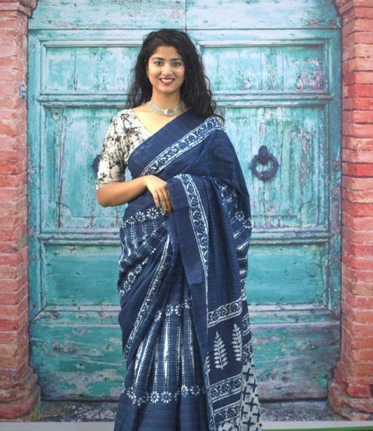 Khadi Cotton Silk Saree With Blouse Piece
