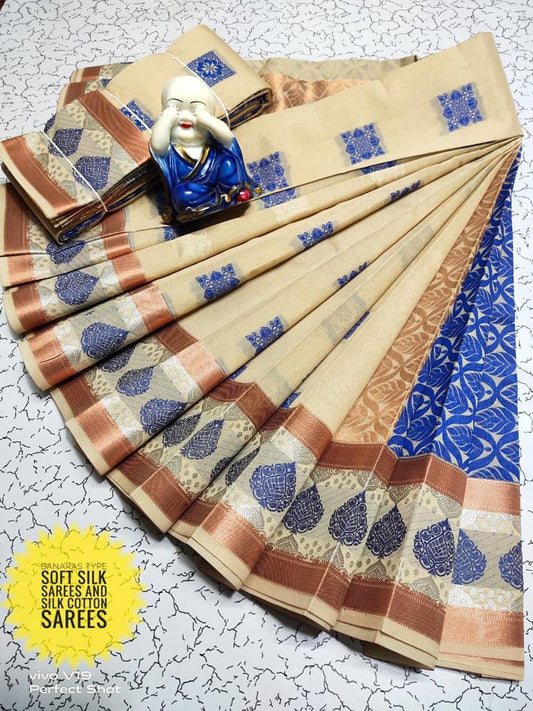 Cotton Banarasi Saree With Zari Floral Butta On The Body And Meena Bail  Pattern Border | Exotic India Art | Banarasi sarees, Pattern, Zari