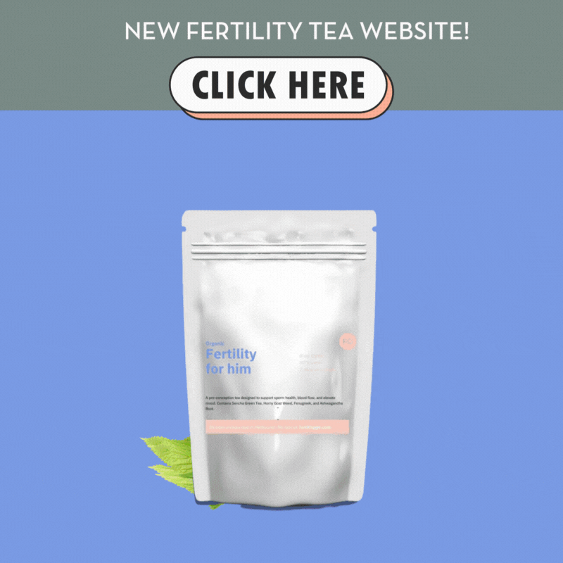 fertility tea for him pouch surrounded by herbs