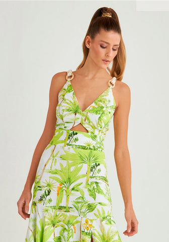 SALOME Tropical Print Midi Dress - FINAL SALE – Fleur Outfitters