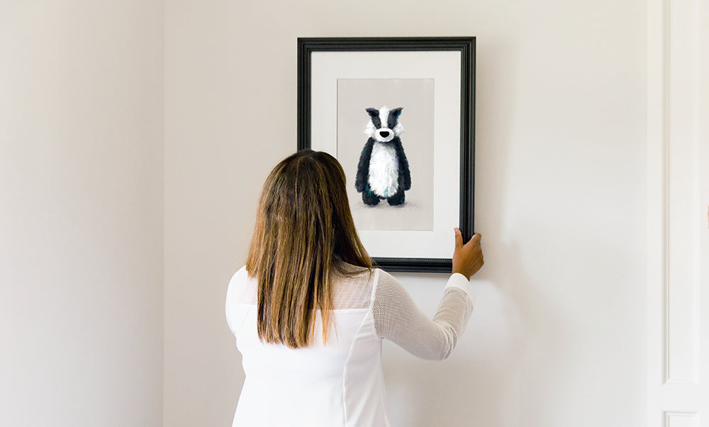 Hanging a children's print on the wall