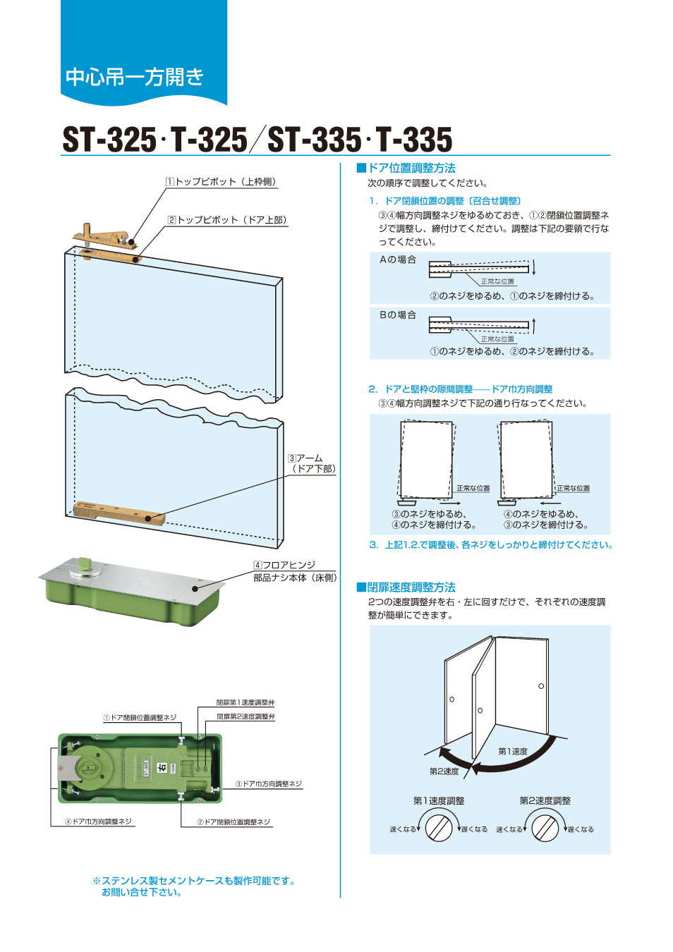 経典 大鳥機工 Diamond フロアヒンジ 強化ガラスドア用 T-1325 ストップ無 90度一方開き