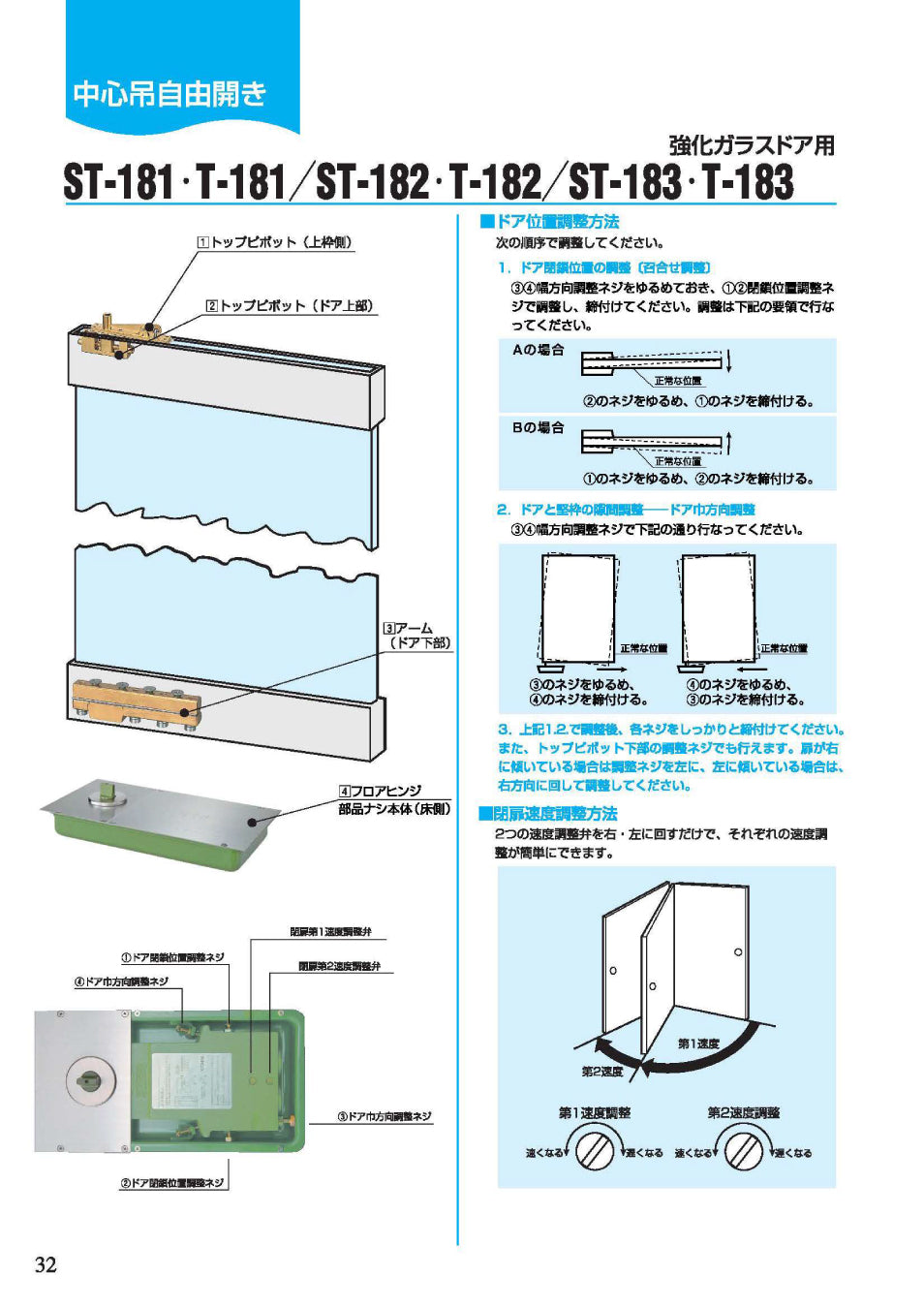 安全Shopping Toda-Kanamono大鳥機工 Diamond フロアヒンジ 強化ガラスドア用 ST-1325 ストップ付 90度一方開き 