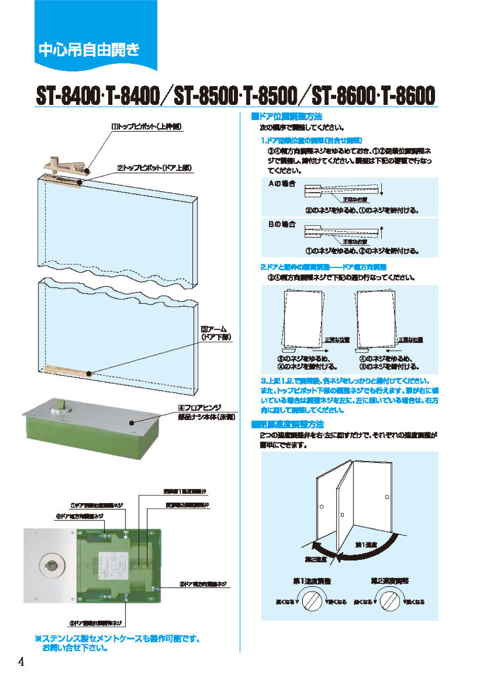 大鳥機工 一般ドア用 フロアヒンジ SH-40  - 2