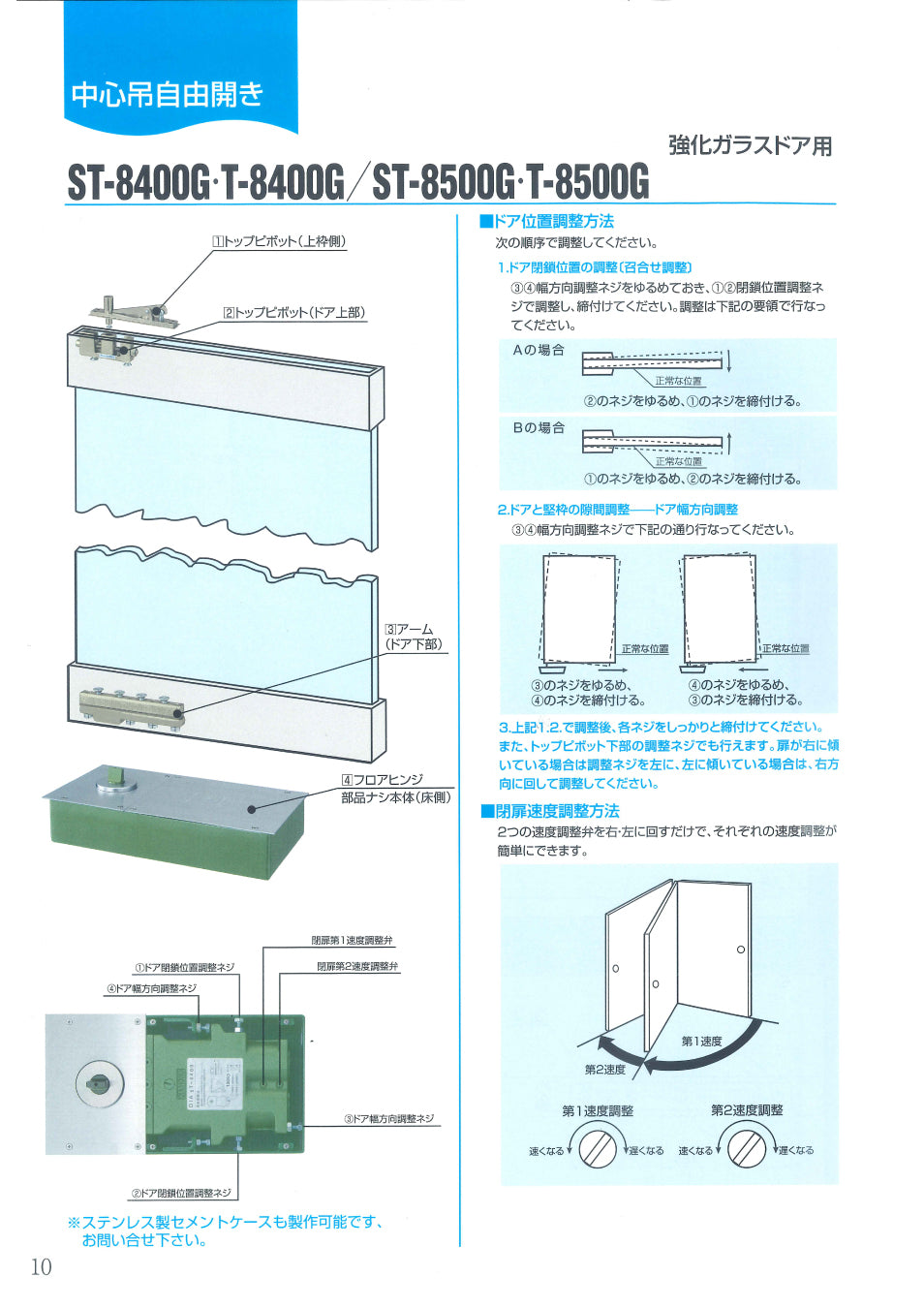 ストアー 大鳥機工 Diamond フロアヒンジ 強化ガラスドア用 ST-183 ストップ付 中心吊自由開き