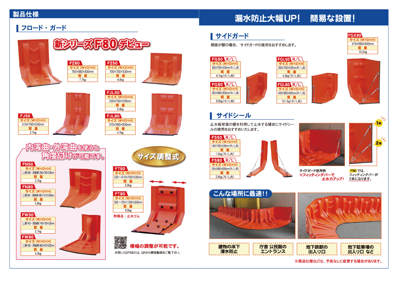 フロードガード FGL50（サイドガード：大）｜簡易型止水板｜フジ鋼業 –