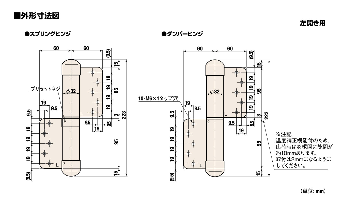 143R-T-PC / 143L-T-PC｜オートヒンジ丁番型（オート丁番）｜日東工器