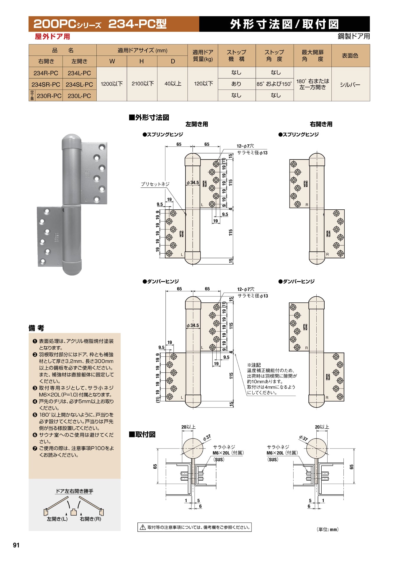 日東工器|nitto-kohki|ニットー オートヒンジ100PCシリーズ左開き シルバー 113L-PC - 1