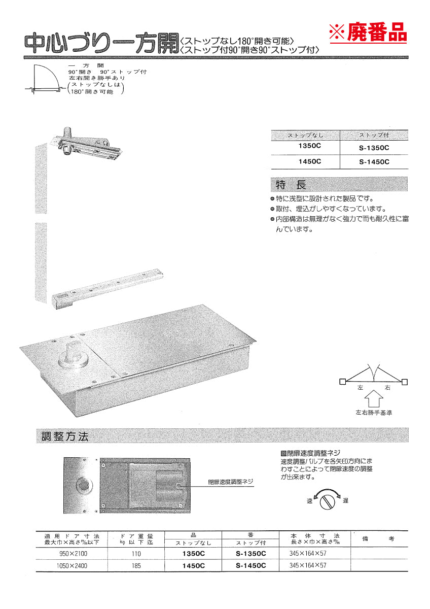 ニュースター 廃番フロアヒンジ 1350C・S-1350C・1450C・S-1450C