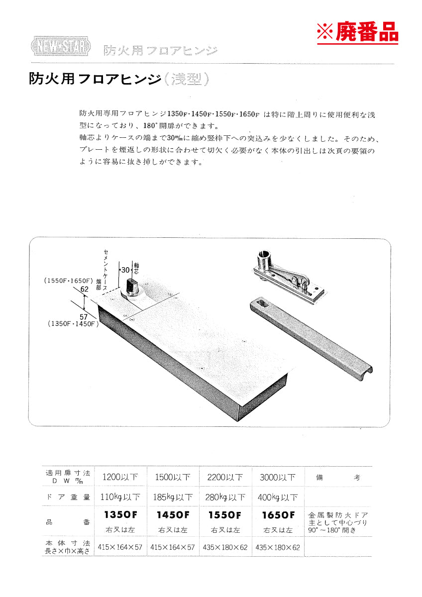 ニュースター 廃番フロアヒンジ 1350F・1450F・1550F・1650F