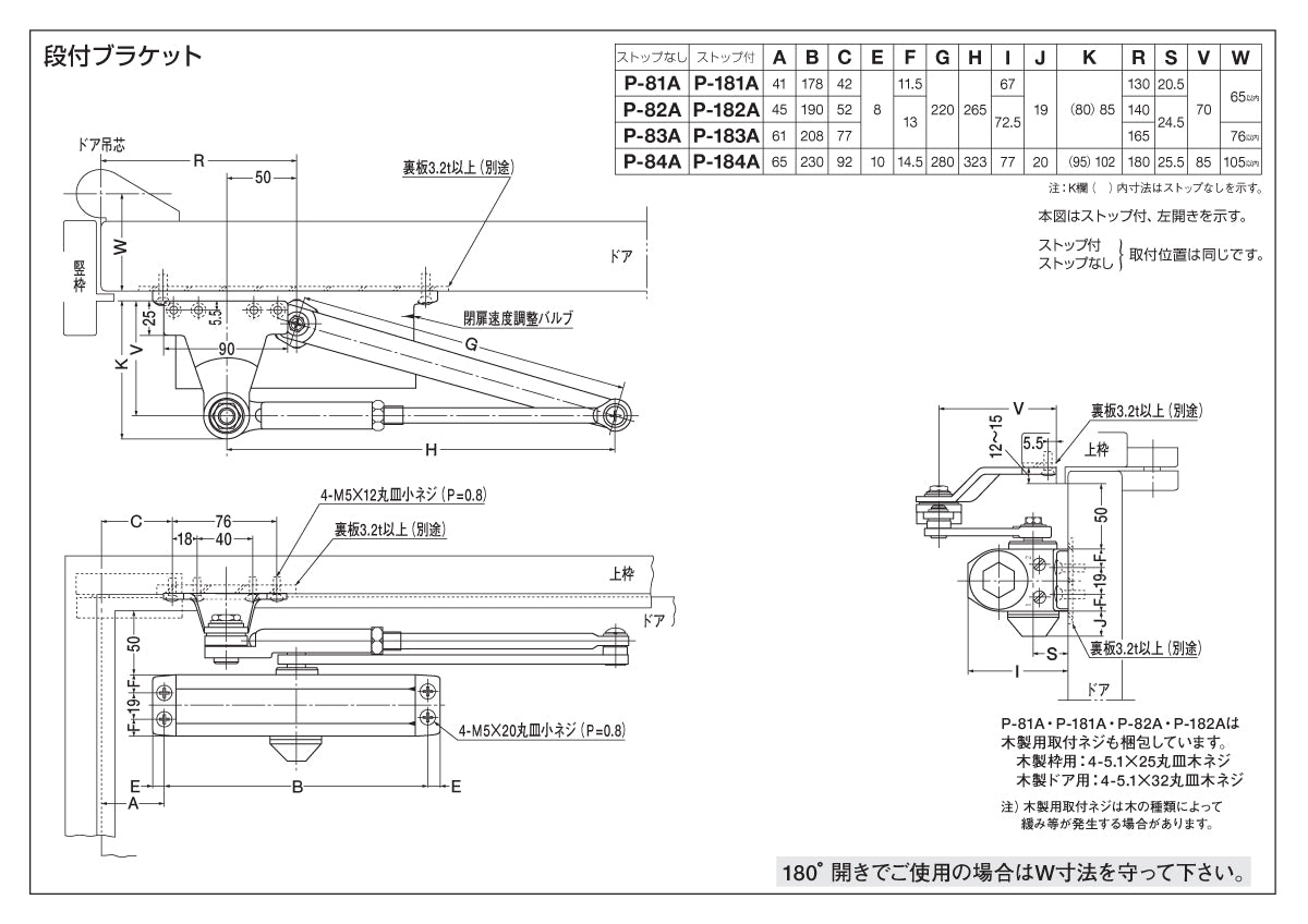 P-84A（段付きブラケット）｜ドアクローザー｜NEWSTAR（ニュースター） –