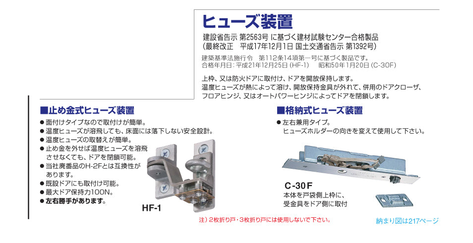 正規品送料無料 NEWSTAR ニュースター HF-1 止め金式ヒューズ装置 日本ドアチェック製造
