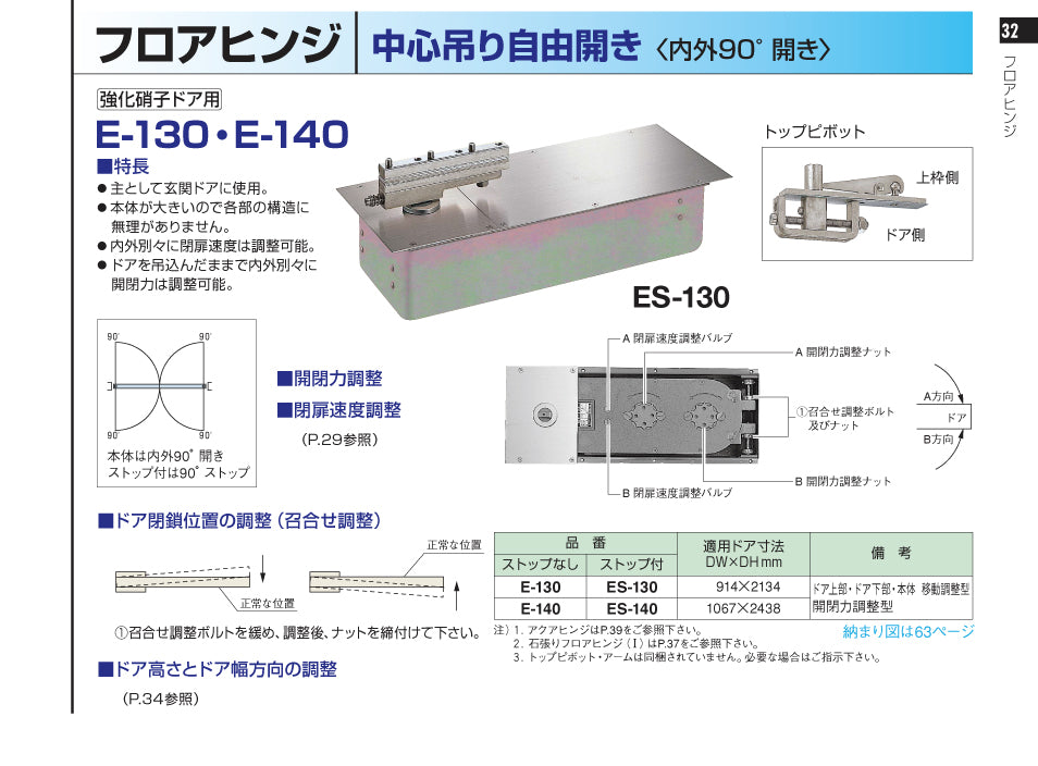 ES-140｜強化ガラスドア用 フロアヒンジ｜ニュースター（NEWSTAR） –