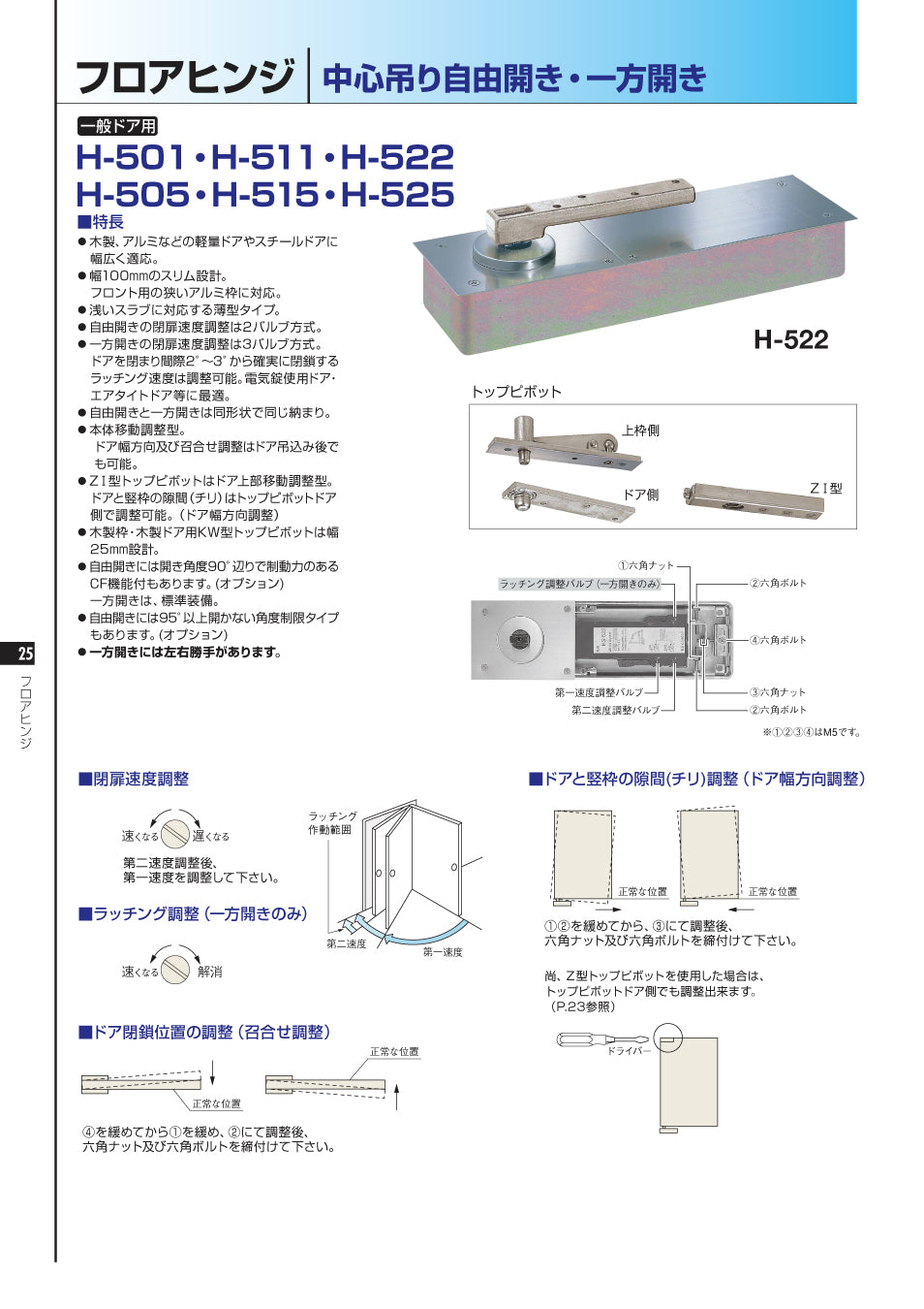 H-511 H-511 ZⅠ H-511 KW｜一般ドア用 フロアヒンジ｜ニュースター（NEWSTAR） –