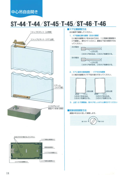 即納 Toda-Kanamono大鳥機工 Diamond フロアヒンジ ST-83 ストップ付 中心吊自由開き