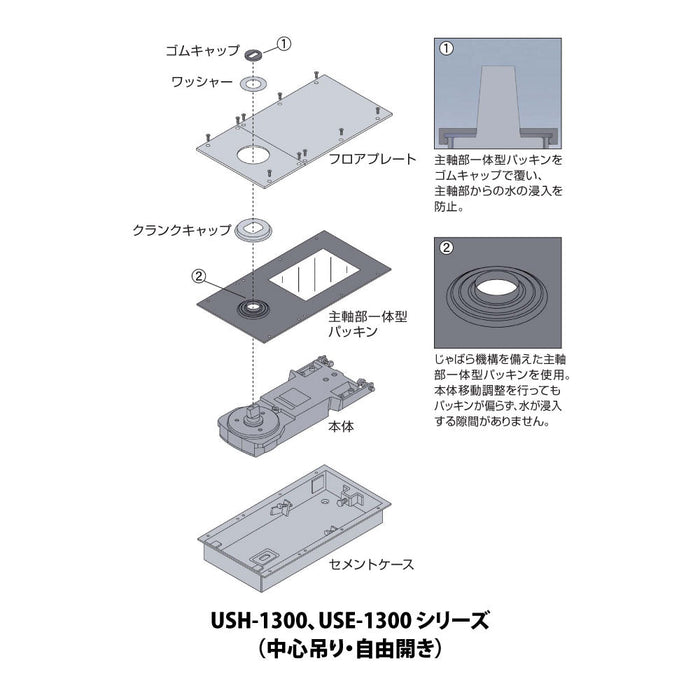 春の新作 イーヅカニュースター フロアヒンジ 中心吊り自由開き 一般ドア用 ストップ切替型 A-1300 適用ドア寸法 DW950× DH2100mm 