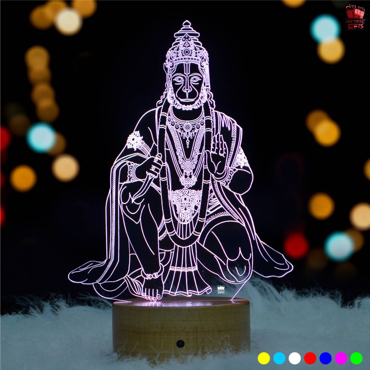 Hanuman LED Idol | Hanuman 3D Murti for Home – Artistic Gifts