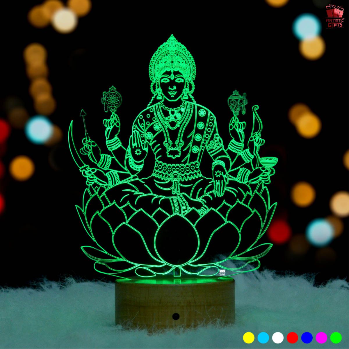3D LED Illusion Maa Durga Murti & Idol for Home – Artistic Gifts