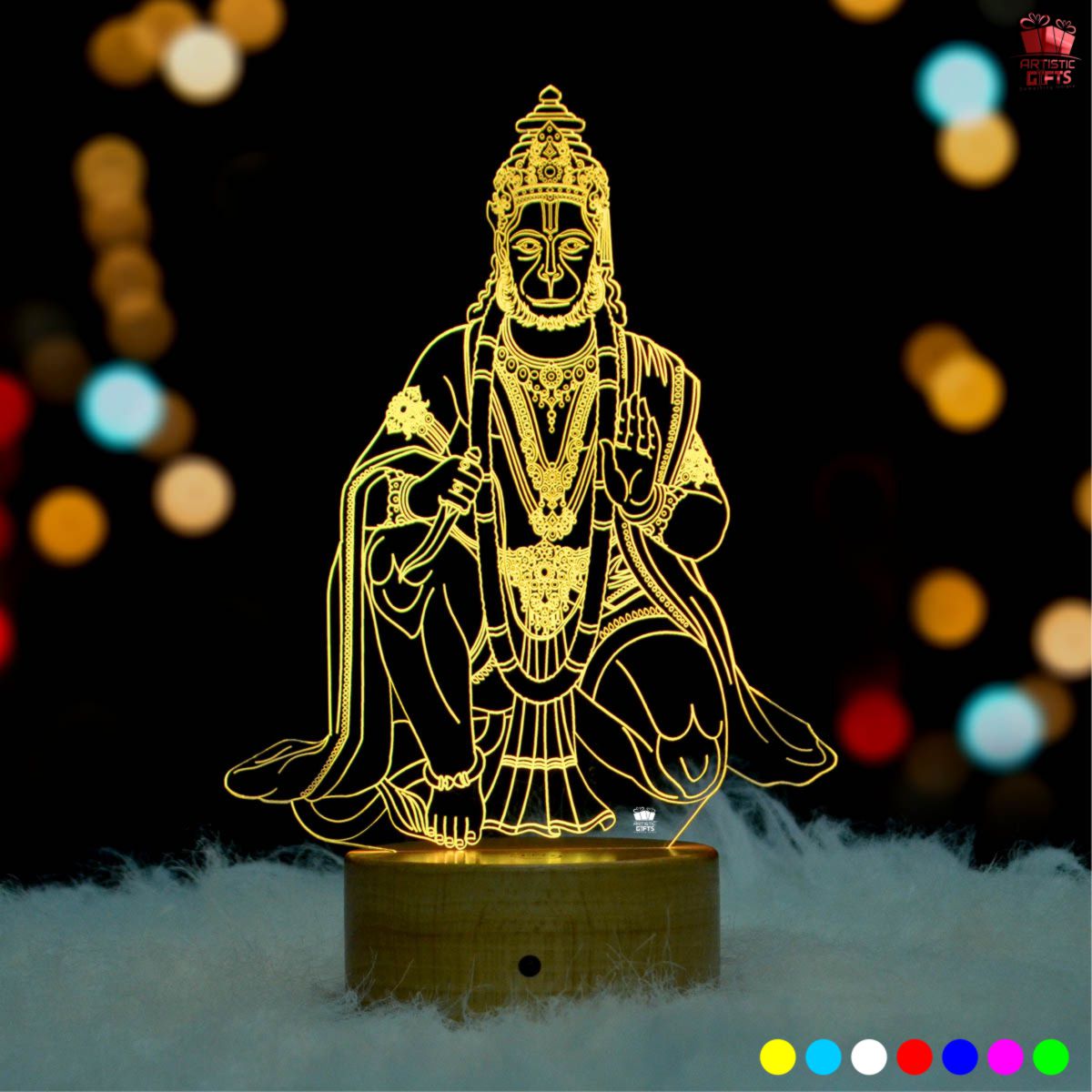 Hanuman LED Idol | Hanuman 3D Murti for Home – Artistic Gifts