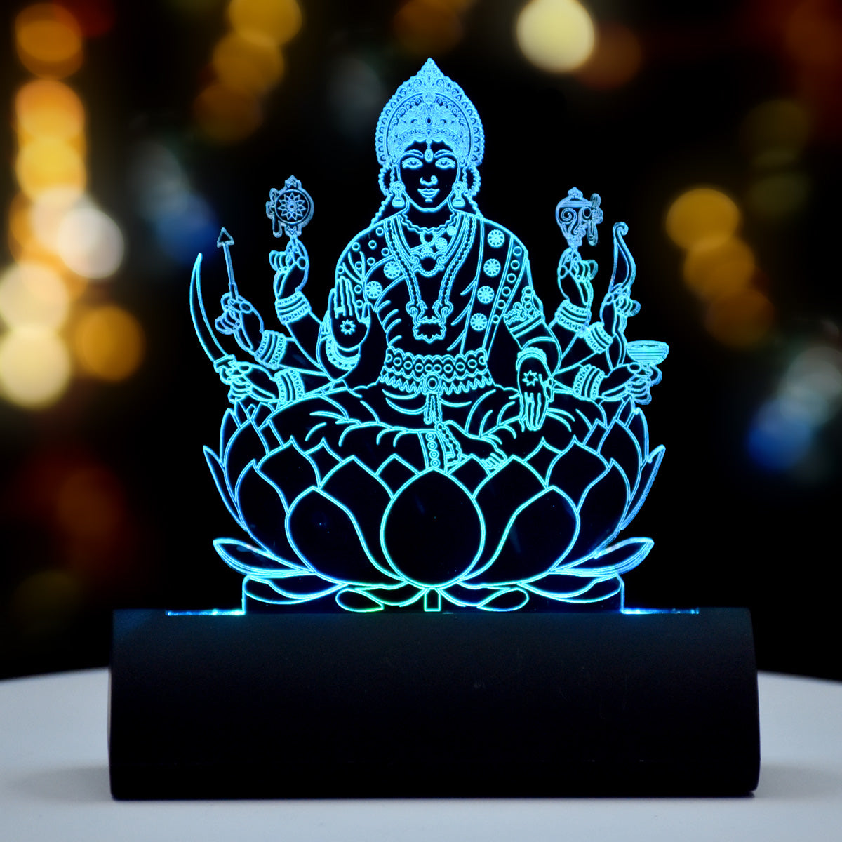 3D illusion LED Durga Maa Idol for Car Dashboard – Artistic Gifts