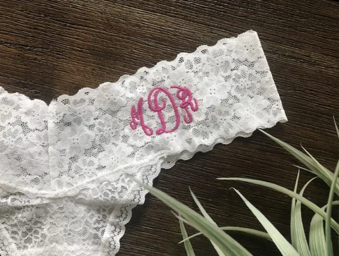 Personalised Bridal Knickers - Pretty Lace Top Bride Knickers.