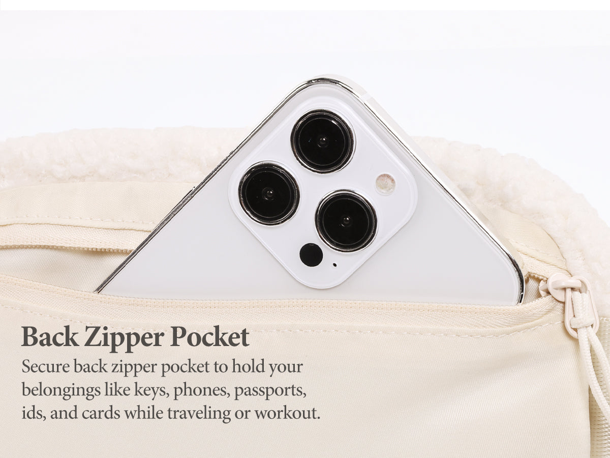 Ododos Fleece Mini Belt Bag with Back Zipper Pocket